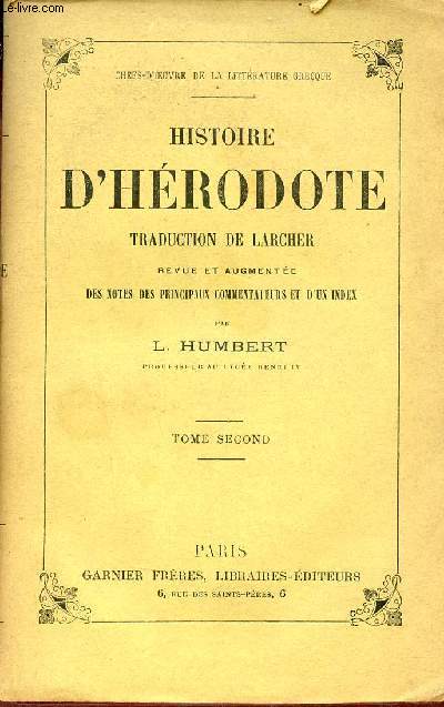 Histoire d'Hrodote - Tome second.