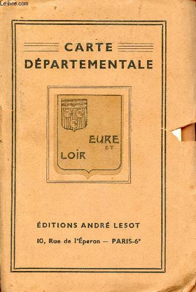 Carte dpartementale Eure et Loir en couleurs dpliante d'environ 55 x 75 cm.