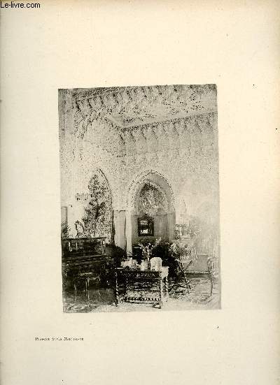 Plafond style Mauresque - Une photogravure en monochrome extraite de la revue mensuelle L'Algrie artistique et pittoresque (vers 1890).