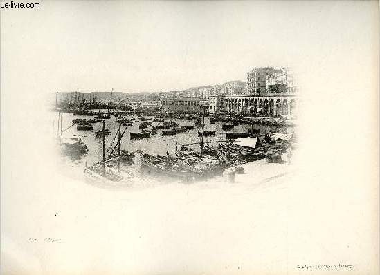 Port d'Alger - Une photogravure en monochrome extraite de la revue mensuelle L'Algrie artistique et pittoresque (vers 1890).