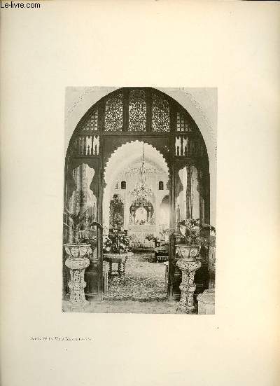 Salon de la Villa Mustapha-Ras - Une photogravure en monochrome extraite de la revue mensuelle L'Algrie artistique et pittoresque (vers 1890).