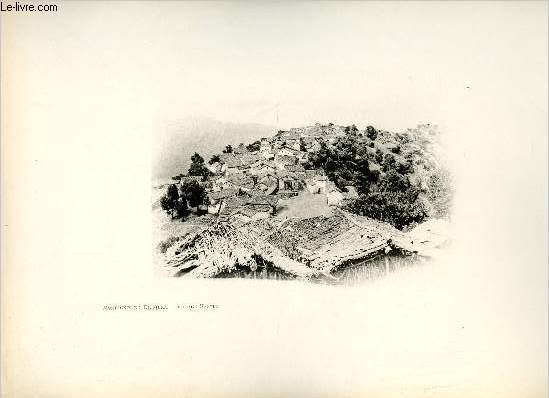 Montagnes du Djurjura - Village Kabyle - Une photogravure en monochrome extraite de la revue mensuelle 'Algrie artistique et pittoresque (vers 1890).