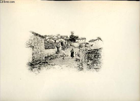 Village Kabyle - Une photogravure en monochrome extraite de la revue mensuelle 'Algrie artistique et pittoresque (vers 1890).