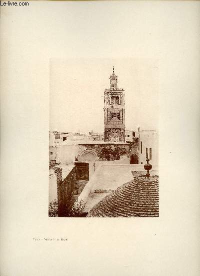 Tunis - Mosque du Ksar - Une photogravure en monochrome extraite de la revue mensuelle 'Algrie artistique et pittoresque (vers 1890).