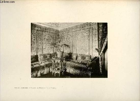 Faences tunisiennes du cabinet du Gnral (Palais Hussein) - Une photogravure en monochrome extraite de la revue mensuelle 'Algrie artistique et pittoresque (vers 1890).