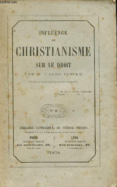 Influence du christianisme sur le droit.