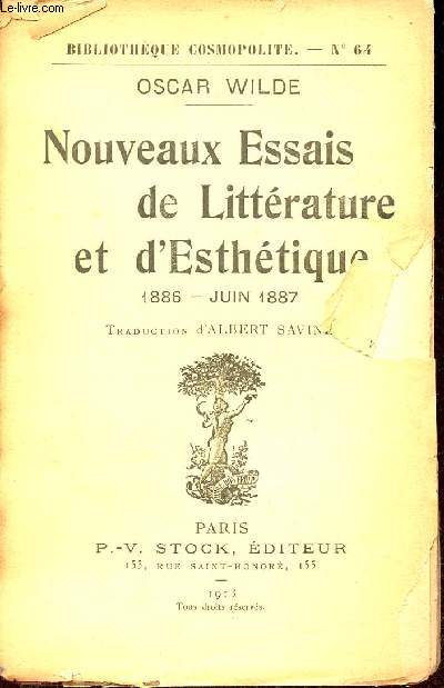Nouveaux essais de littrature et d'esthtique 1886 - juin 1887 - Collection Bibliothque Cosmopolite n64.