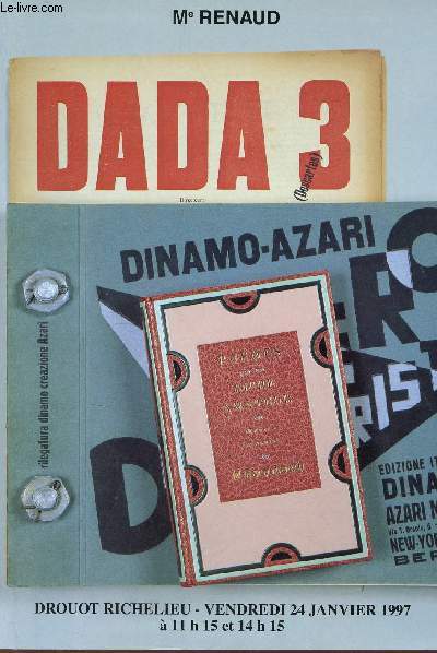 Catalogue de ventes aux enchres - Dadasme surralisme tchque futurisme italien et russe crivains du XXe sicle ditions originales,livres illustrs,reliures,revues et documents,manuscrits,autographes - Drouot Richelieu 24 janvier 1997.