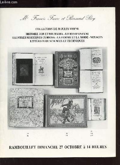 Catalogue de ventes aux enchres - Histoire - Collection de 50 jules Verne - Job et militaria livres d'enfant - la femme et la mode etc - Hotel des ventes de Rambouillet 27 octobre 1996.
