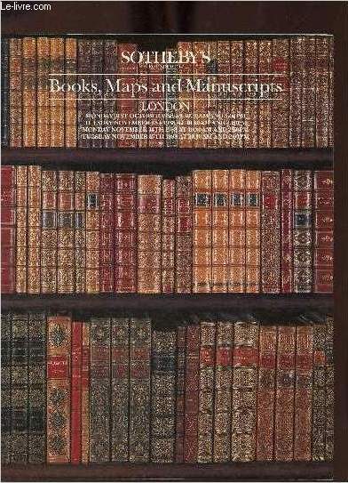 Catalogue de ventes aux enchres - Books Maps and Manuscripts - Sotheby's - 31st october, 1st november,14th november, 15 th november 1998.