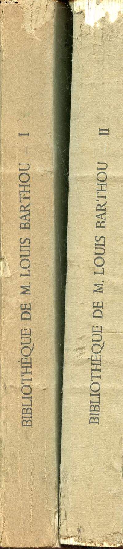 Catalogue de ventes aux enchres - Bibliothque de M.Louis Barthou - Premire partie + Deuxime partie - Livres rares & prcieux - prcieux manuscrits autographes livres illustrs anciens et modernes reliures aux armes trs riches reliures - 1935.