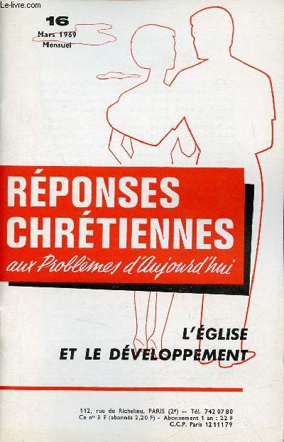 Rponses chrtiennes aux problmes d'aujourd'hui n16 mars 1969 - L'glise et le dveloppement.