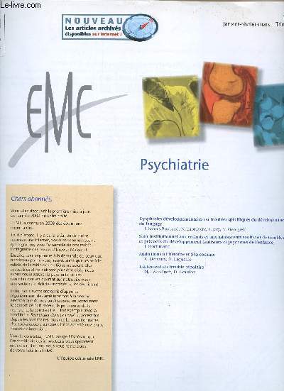 EMC Psychiatrie n137 janvier fvrier mars 2009 - Dysphasies dveloppementales ou troubles spcifiques du dveloppement du langage I.Soares-Boucaud N.Labruyre S.Jery N.Gergieff - soin institutionnel aux enfants et aux adolescents souffrant etc.