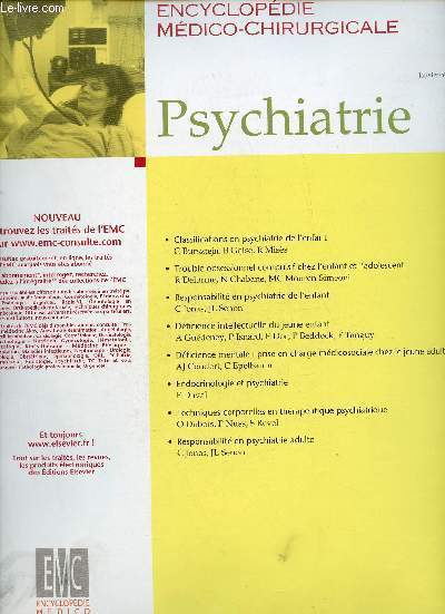 Encyclopdie mdico-chirurgicale - Psychiatrie n113 janv.fv.mars 2003 - Classifications en psychiatrie de l'enfant C.Bursztejn B.Golse R.Miss - trouble obsessionnel compulsif chez l'enfant et l'adolescent R.Delorme N.Chabane MC.Mouren-Simeoni etc.