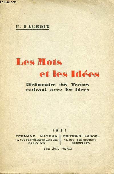 Les Mots et les Ides - Dictionnaire des Termes cadrant avec les Ides.