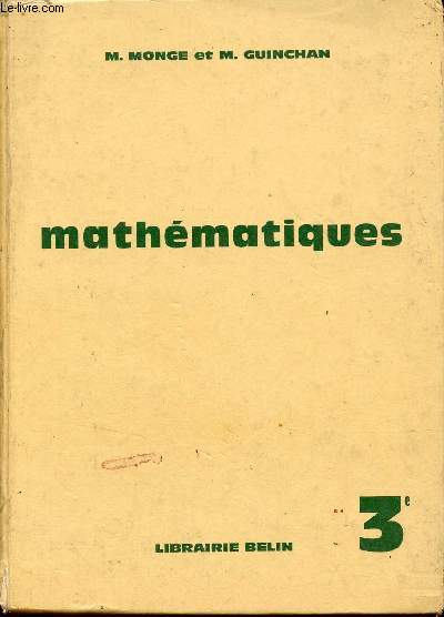 Mathmatiques classe de 3e - Programme unifi arrt du 26 octobre 1964.