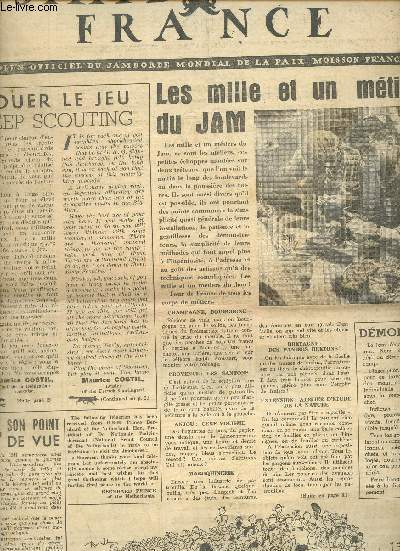 Jamboree France n12 dimanche 17 aot 1947 - jouer le jeu keep scouting - les mille et un mtiers du JAM - les usa dans l'arne - les gyptiens oublient leur dsert et dansent le menuet - suomalainen poika maailmanmarkkinoilla - Michel Lemaitre etc.