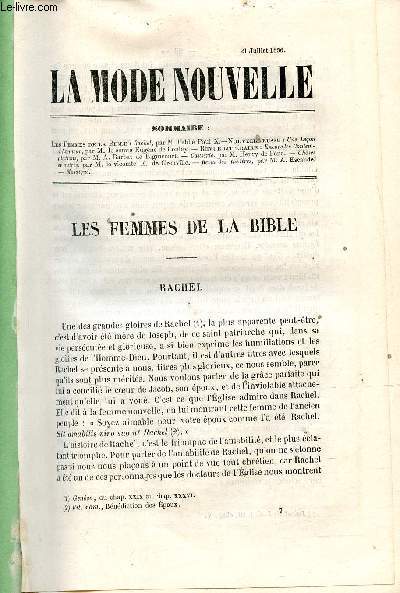 La Mode Nouvelle 21 juillet 1856 - Les femmes de la bible Rachel par M.l'Abb Paul X - nouvelle russe une leon d'honneur par le Comte Eugne de Lonlay - encore les contemplations par Barbat de Bignicourt - causerie par Henry de Pne etc.