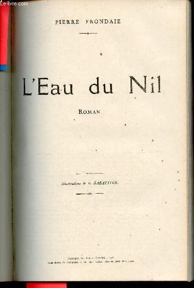 L'Eau du Nil - Roman.