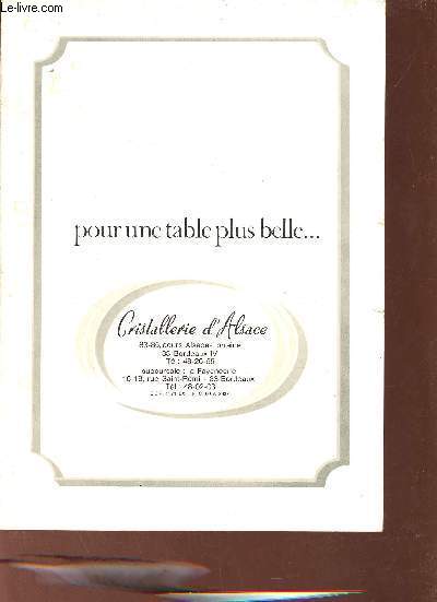 Catalogue - Pour table plus belle ... Cristallerie d'Alsace Bordeaux.