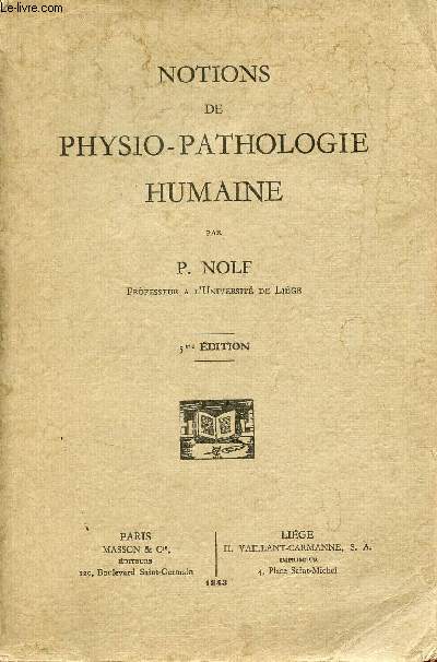 Notions de physio-pathologie humaine - 5me dition.