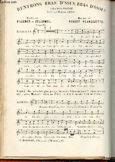 Rentrons bras d'ssus bras d'ssous chansonnette cre par Madame Judic.