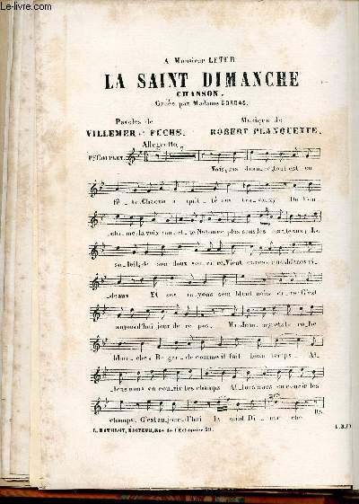 La Saint Dimanche chanson cre par Madame Bordas.