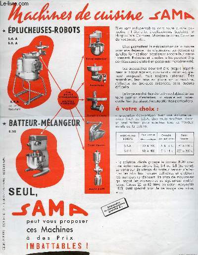 Affiche publicitaire recto/verso : Machines de cuisine SAMA.
