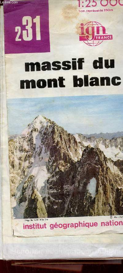 Une carte en couleur : Carte touristique massif du mont blanc - n231 - 1:25 000 - carte d'environ 90 x 122 cm.