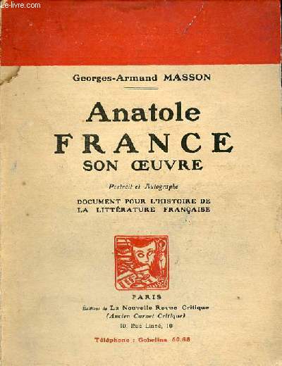 Anatole France son oeuvre.