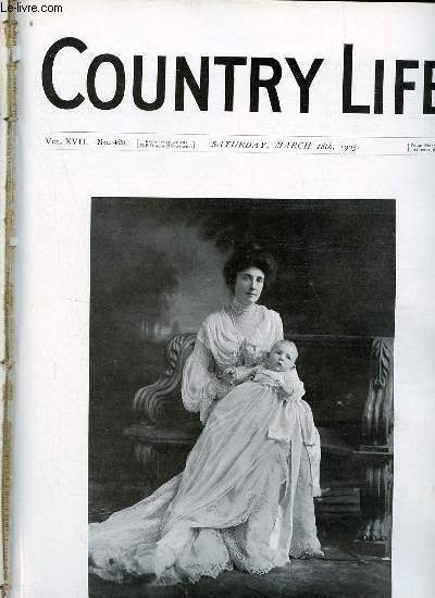 Country Life vol.XVII n428 saturday march 18th 1905 - Our portrait illustration Mrs Trevor-Battye - irrigation in the Punjaub - country notes - the shadow - the wood-cutter (illustrated) - jottings from an old court roll (illustrated) - from the frams...
