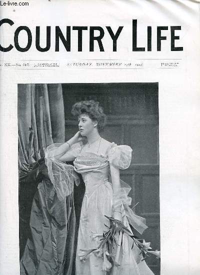 Country Life vol.XX n515 saturday november 17th 1906 - Our portrait illustration Lady Evelyn Innes-Ker - the butter we eat - country notes - our butter analysis - folk-song - the slow-worm (illustrated) - a book of the week - Sussex cottages etc.