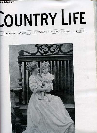 Country Life vol.XXIII n582 saturday february 29th 1908 - Our portrait illustration Lady Herbert Scott and her son - the purchase and equipment of small holdings - country notes - the peril of the Sea (illustrated) - New College Oxford (illustrated) etc.