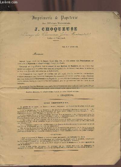 Imprimerie & Papeterie des Officiers Ministriels - J.Choqueuse - Modles de registres.