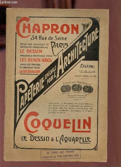 Catalogue Chapron Coquelin le dessin & l'aquarelle - Papeterie spciale pour l'architecture.