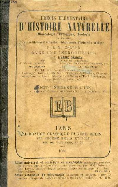 Prcis lmentaire d'histoire naturelle (minralogie,botanique,zoologie)  l'usage des institutions et autres tablissements d'instruction publique - 25e dition entirement corrige.