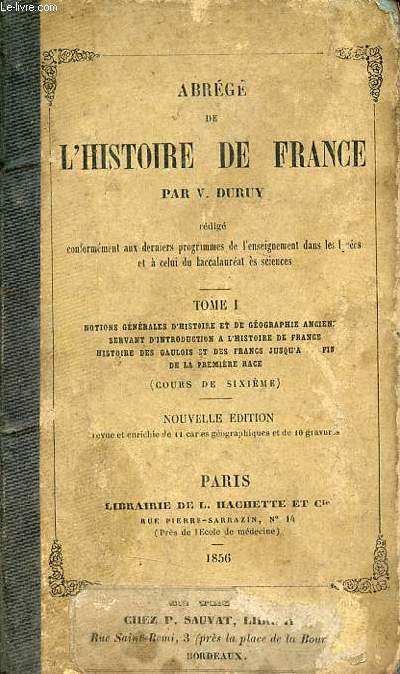 Abrg de l'histoire de France - Tome 1 - COurs de sixime - Nouvelle dition.