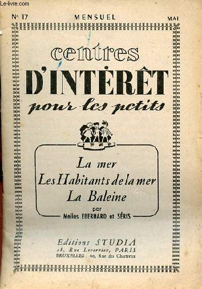 Centres d'intrt pour les petits n17 mai - La mer les habitants de la mer la baleine.