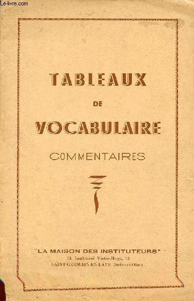 Tableaux de vocabulaire commentaires.