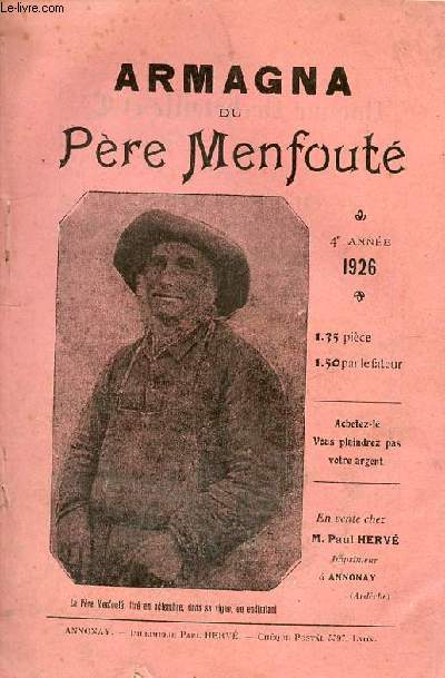 Armagna du Pre Menfout pour l'an du Bon Seigneur - 4e anne 1926.