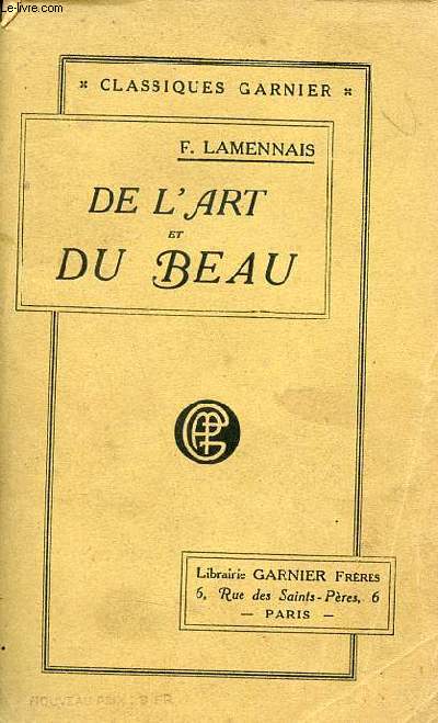 De l'art et du beau - Collection classiques garnier.