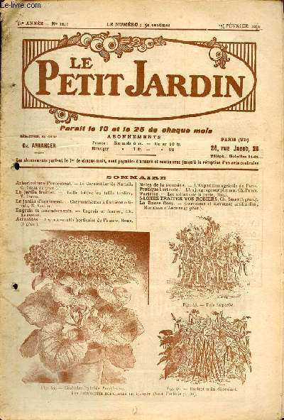 Le Petit Jardin n1241 25 fvrier 1924 31e anne - Le Cornouiller de Nuttall - taille htive ou taille tardive - chrysanthmes  floraison estivale - engrais et fumier - les nouveauts horticoles de l'anne - l'exposition agricole de Paris etc.