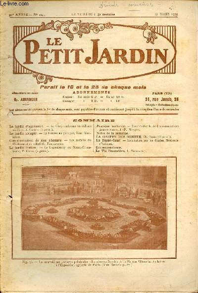 Le Petit Jardin n1243 25 mars 1924 31e anne - Le chrysanthme en culture uniflore - la femme au potager - les mfaits du Hrisson et sa sobrit - le Loganberry ou Ronce-Framboise - pour viter le dchaussement des jeunes semis - la greffe des genets...