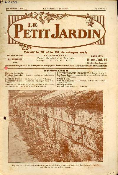 Le Petit Jardin n1247 25 mai 1924 31e anne - Semis et repiquages printaniers - eclaircie des fruits - la femme au potager - comment vendre ses produits - tableau des cours d'horticulture - des fleurs dans les ruines - la parturition anormale des lapins