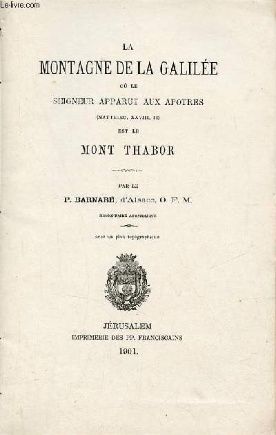 La montagne de la Galile o le seigneur apparut aux apotres (Matthieu XXVIII 16) est le Mont Thabor + envoi de l'auteur - INCOMPLET.