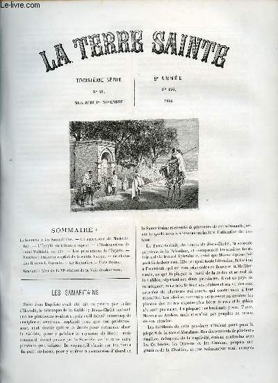 La Terre Sainte n21 3e srie 8e anne n176 mercredi 1er novembre 1882 - La Samarie et les Samaritains - le successeur de Mariette-Bey - l'gypte en bateau a vapeur (suite) - l'hodoeporicon de Saint Willibald en 721 - les productions de l'Egypte le riz..