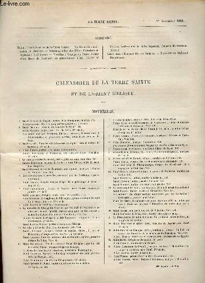 La Terre Sainte n69 3e srie 10e anne n224 1er nov.1884 - Calendrier de la terre sainte et de l'orient biblique novembre - nobiliaire des croisades du Buisson - autobiographie des pres Thodore et Alphonse Ratisbonne - voyage en terre sainte etc.