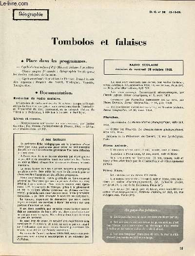 Tombolos et falaise - Gographie documents pour la classe n80 13-10-60.