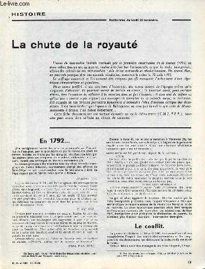La chute de la royaut - Histoire documents pour la classe n180 11-11-65.