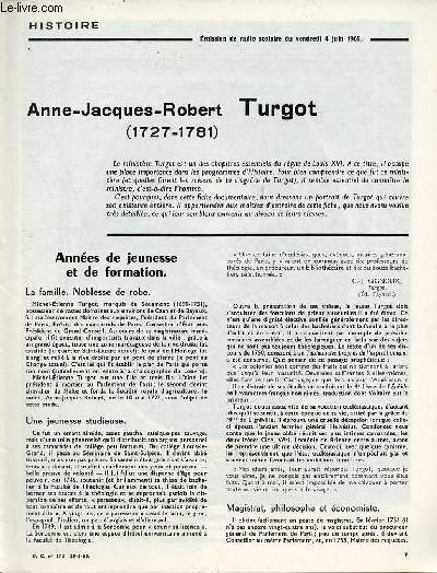 Anne-Jacques-Robert Turgot 1727-1781 - Histoire documents pour la classe n173 20-5-65.